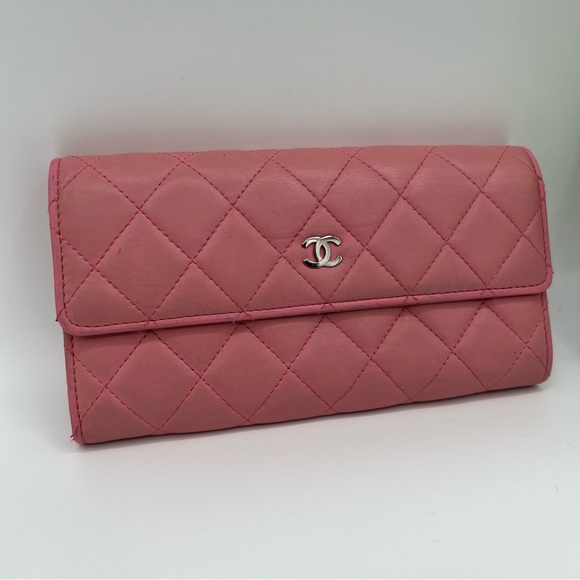 Authentic Chanel pink lamb skin long wallet ❤️ - Picture 2 of 12